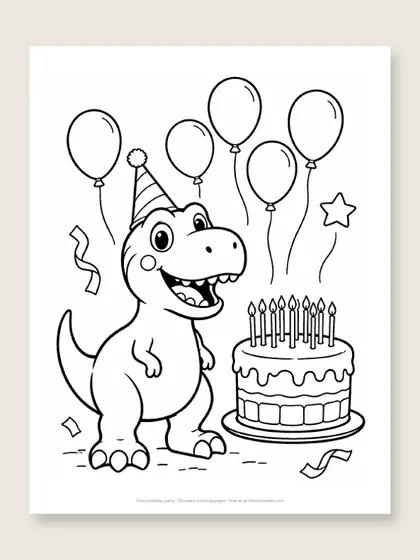 Dino birthday party: dinosaur coloring page
