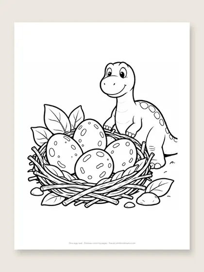 Dino egg nest: dinosaur coloring page