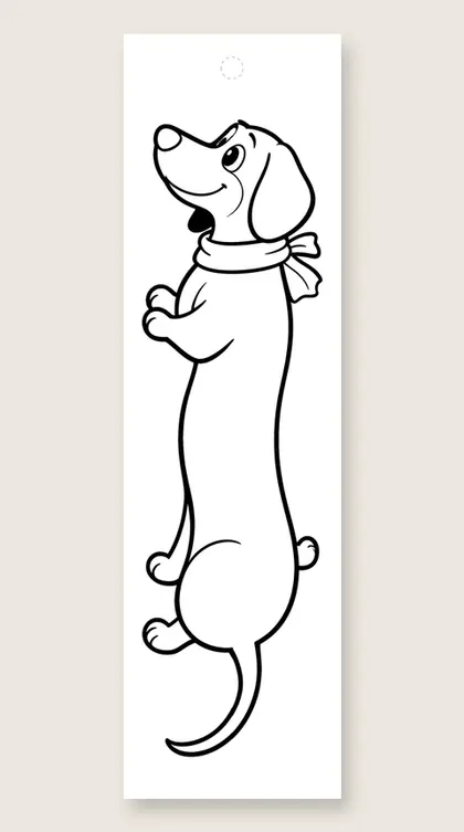 The extra long dachshund: dog coloring bookmark
