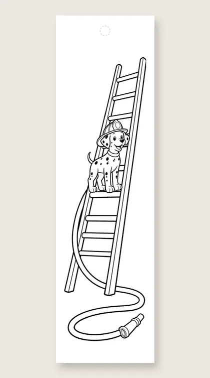 Dalmatian on the ladder: coloring bookmark