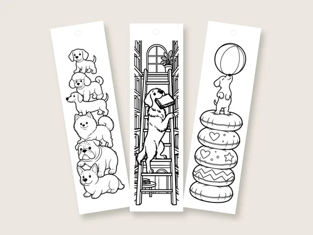 Dog coloring bookmarks and coloring pages