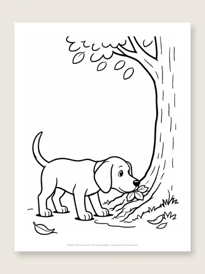 Beagle sniffing around: dog coloring page
