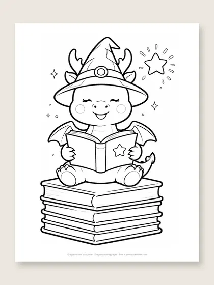 Dragon wizard storyteller: dragon coloring page