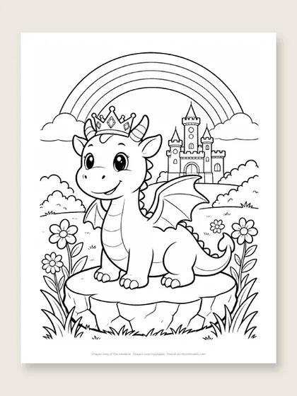 Dragon king of the meadow: dragon coloring page