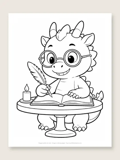 Dragon author at work: dragon coloring page