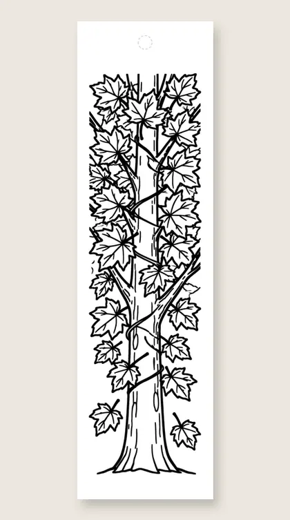 Tall maple tree: fall coloring bookmark