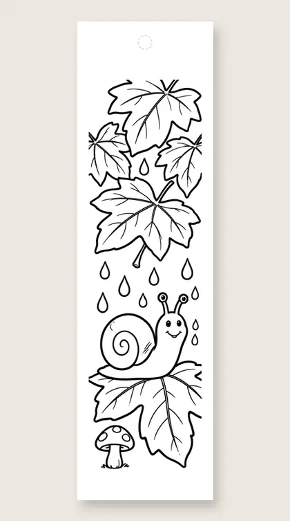 Snail on a leaf: fall coloring bookmark
