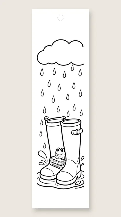 Boots and a book: fall coloring bookmark