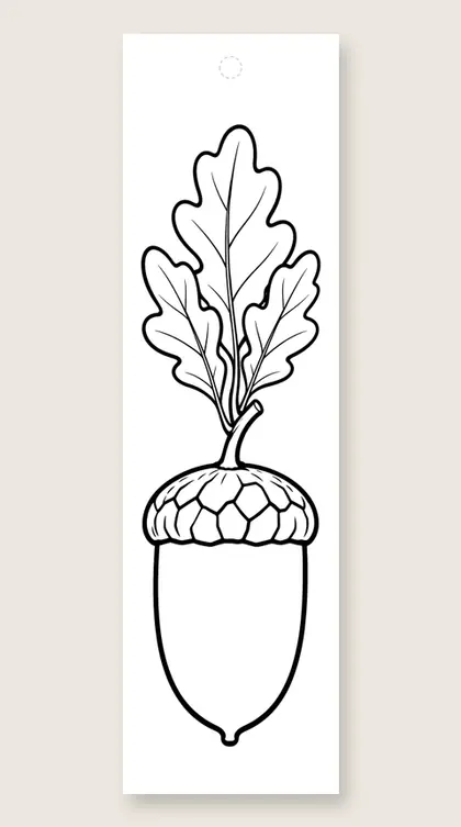 Acorn and oak leaves: fall coloring bookmark