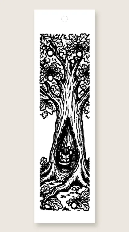 Reading nook in a tree: coloring bookmark