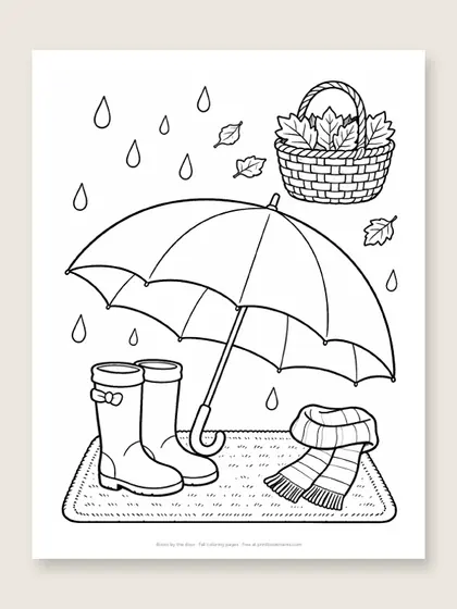 Boots by the door: fall coloring page