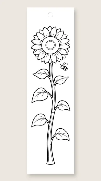 One tall sunflower: flower coloring bookmark