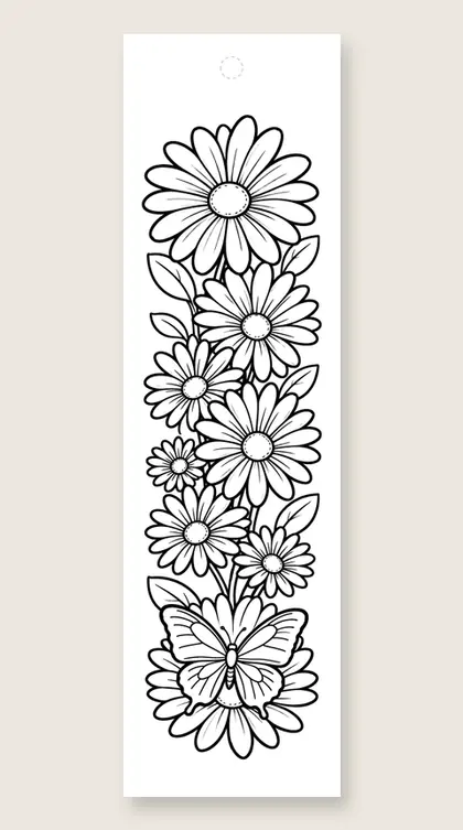 Hanging daisy chain: flower coloring bookmark