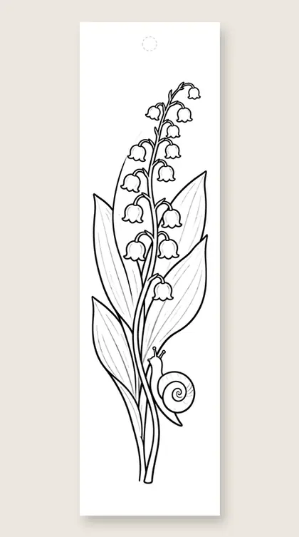 Lily of the valley: flower coloring bookmark