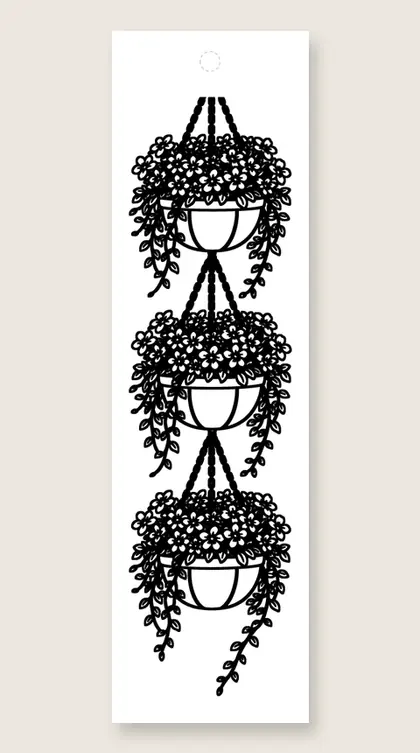 Hanging flower baskets: flower coloring bookmark