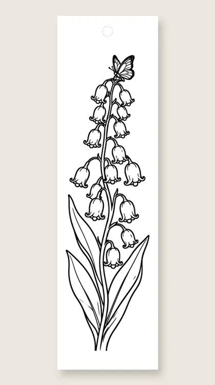 Bluebells in a row: flower coloring bookmark