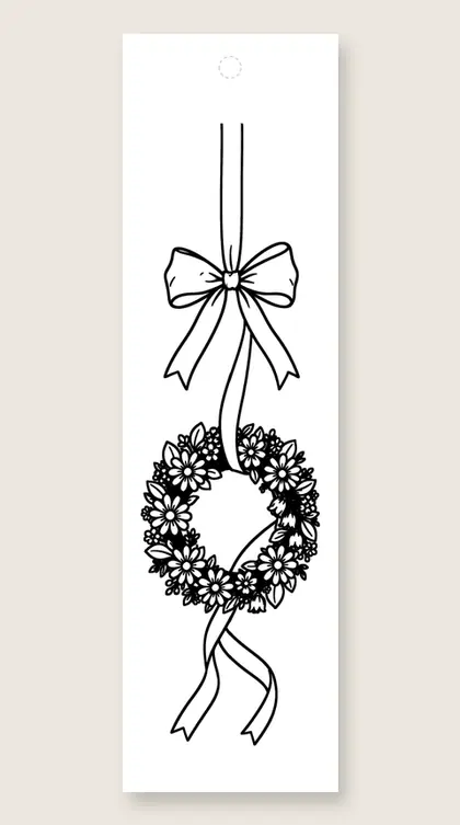 Flower wreath circle: flower coloring bookmark