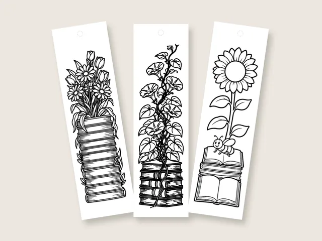 Flower coloring bookmarks and coloring pages
