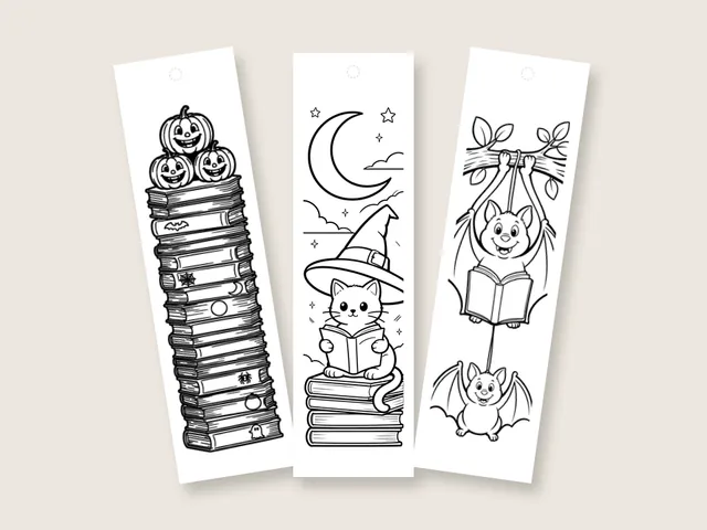 Halloween coloring bookmarks and coloring pages
