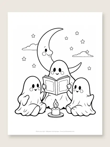 Ghost story night: Halloween coloring page