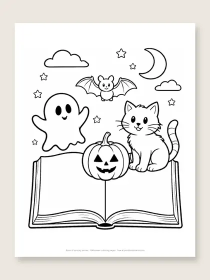 Book of spooky stories: Halloween coloring page