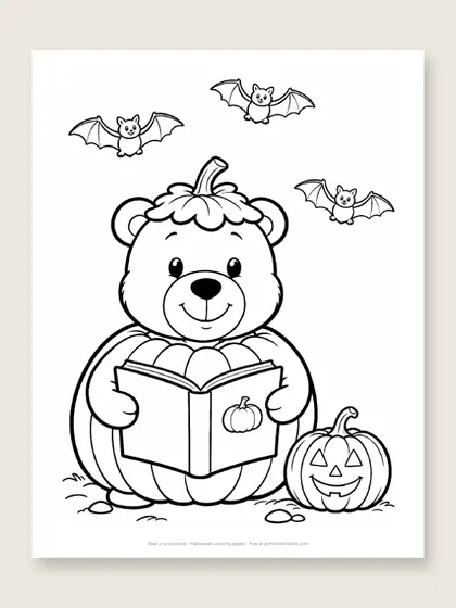 Bear in a costume: bear coloring page