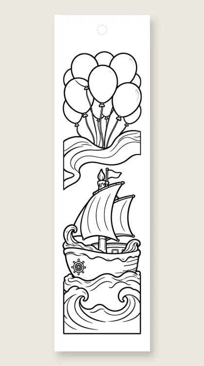 Birthday cake ship: happy birthday coloring bookmark