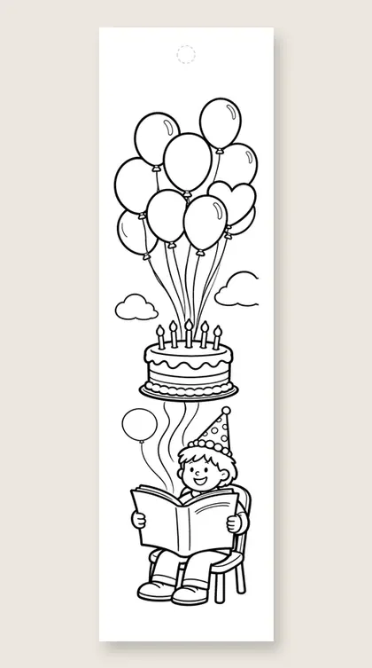 Birthday story dream: happy birthday coloring bookmark