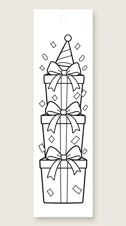 Stack of presents: coloring bookmark