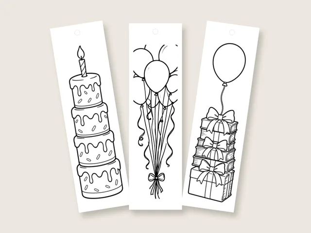 Happy Birthday coloring bookmarks and coloring pages