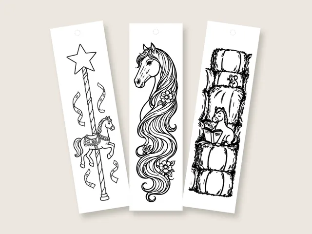 Horse coloring bookmarks and coloring pages