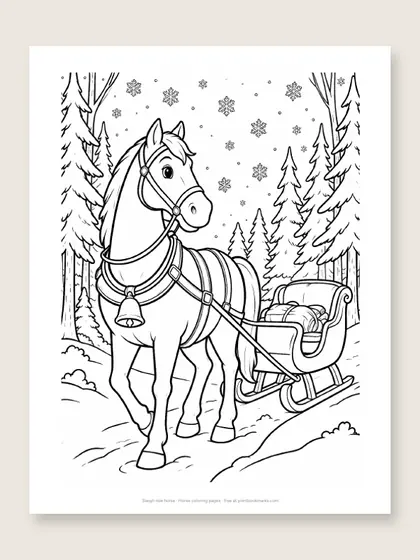 Sleigh ride horse: horse coloring page