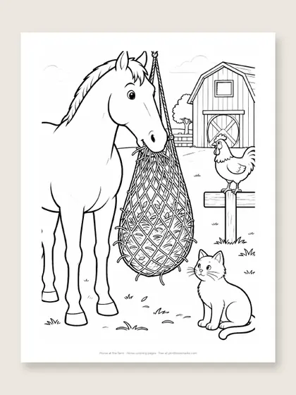 Horse at the farm: horse coloring page