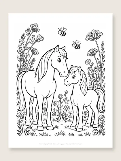 Horse and pony friends: horse coloring page