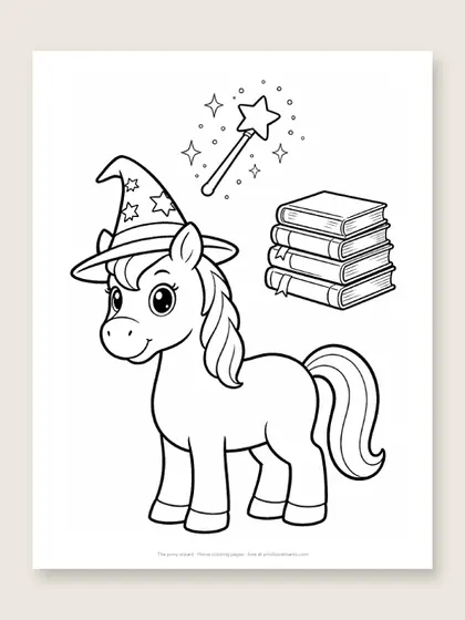 The pony wizard: horse coloring page