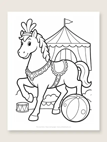 The circus horse: horse coloring page