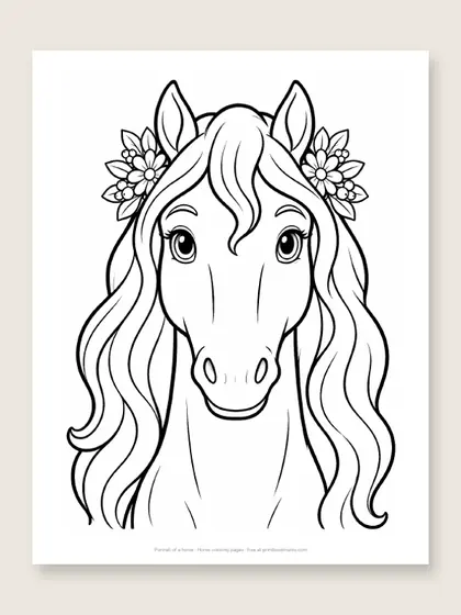 Portrait of a horse: horse coloring page