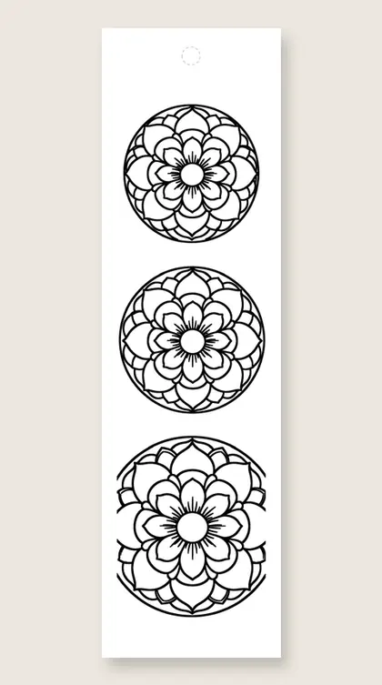Three stacked mandalas: coloring bookmark