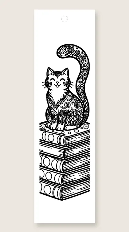 Mandala cat reader: mandala coloring bookmark
