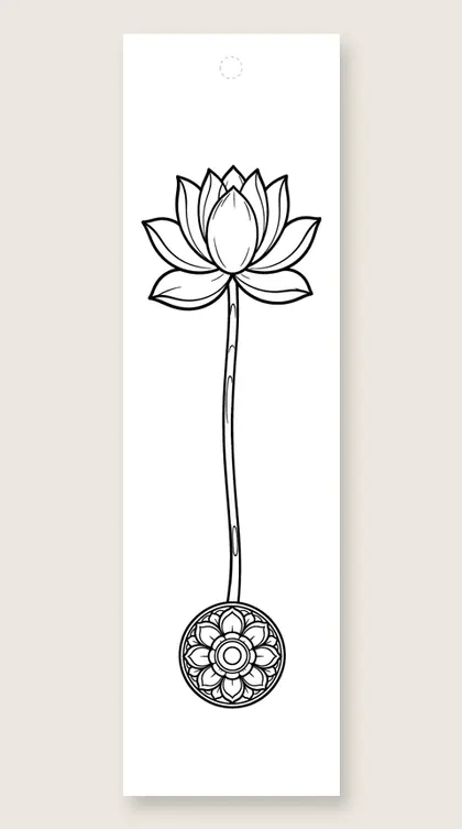 Lotus flower mandala strip: mandala coloring bookmark