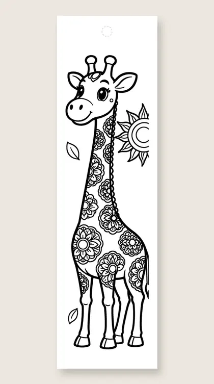 Tall mandala giraffe: mandala coloring bookmark