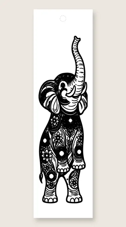 Tall mandala elephant: mandala coloring bookmark
