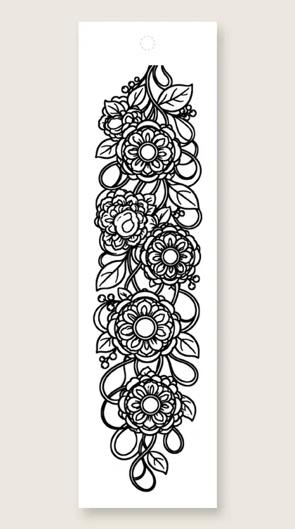 Hanging mandala garland: mandala coloring bookmark