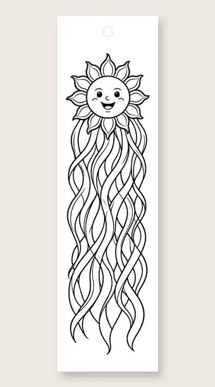 Sun mandala rays: mandala coloring bookmark