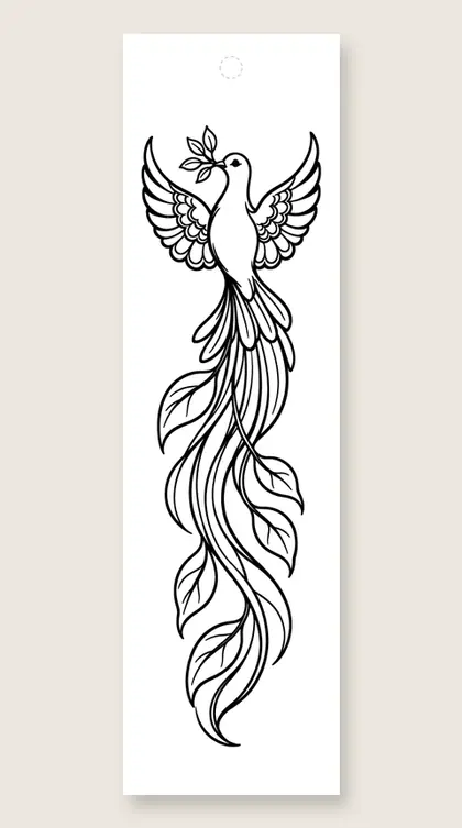 Mandala dove with branch: mandala coloring bookmark