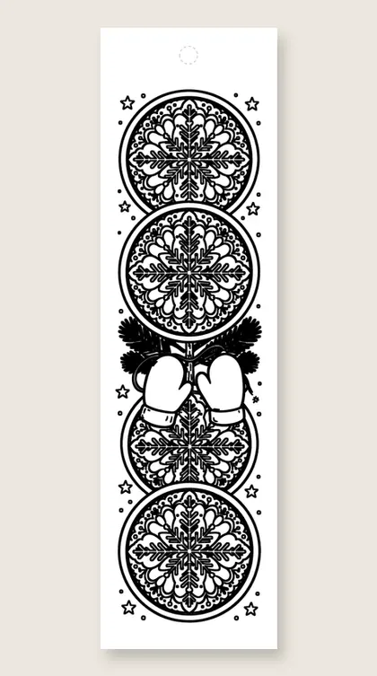 Winter mandala stack: mandala coloring bookmark