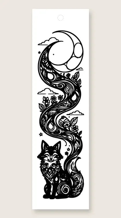 Mandala fox tail: mandala coloring bookmark