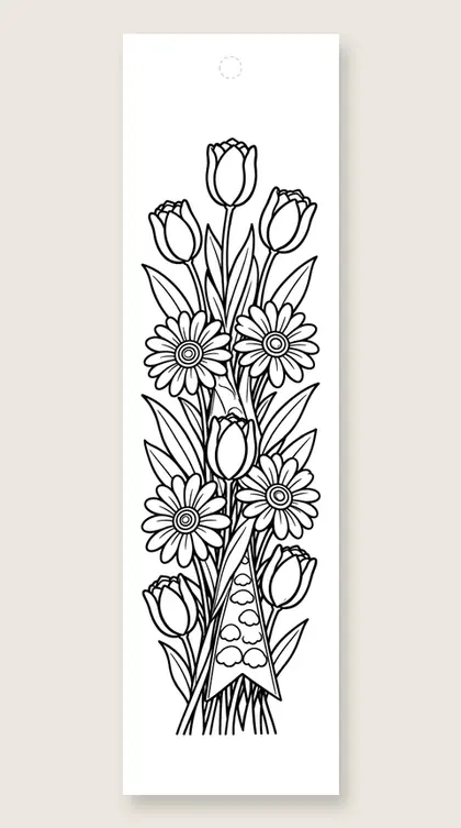 Mandala flower bouquet: mandala coloring bookmark