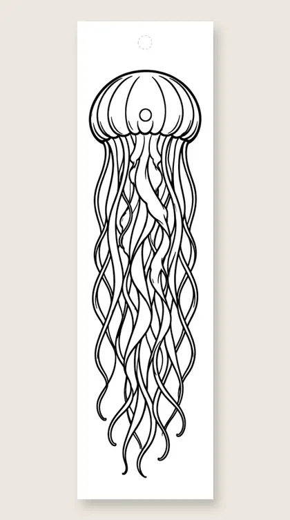 Floating mandala jellyfish: mandala coloring bookmark