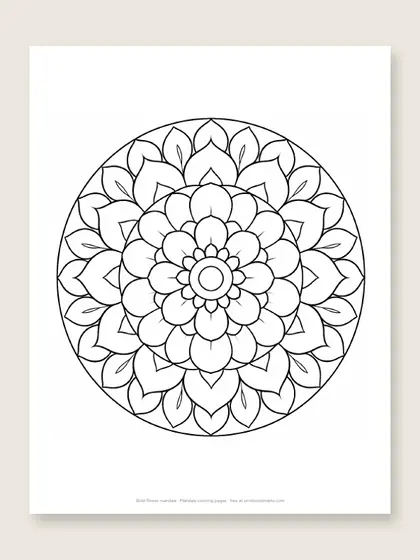 Bold flower mandala: mandala coloring page